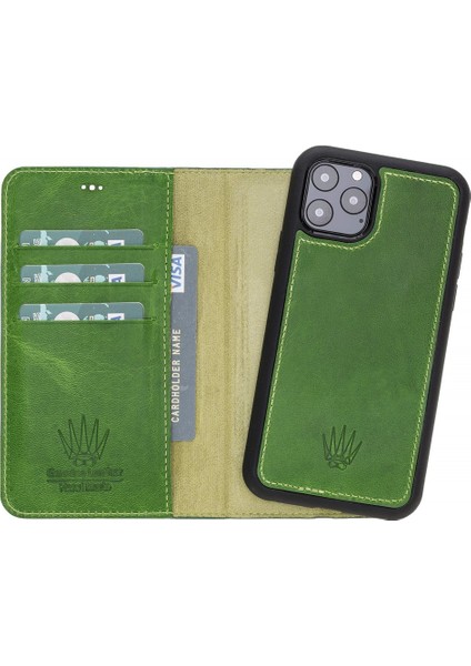 Magıc Wallet Apple iPhone 11 Pro Yeşil Cuzdan + Kılıf