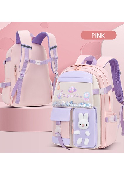 Su Geçirmez Büyük Kapasiteli Ilkokul Sırt Çantası - Pembe (Yurt Dışından)