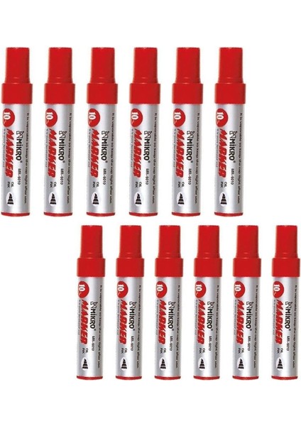 Kırmızı Permanent Markör Marker Kesik Uçlu Koli Kalemi Kırmızı 10 mm MR-6010 12 Adet