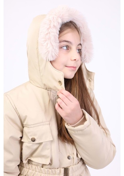 Toontoy Kız Çocuk Kapüşonlu Içi Kürklü Mont