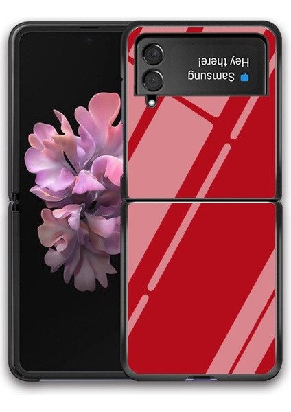 Samsung Galaxy Z Flip 3 Düz Renk Degrade Temperli Cam Koruma Cep Telefonu Kılıfı Kapağı (Yurt Dışından)