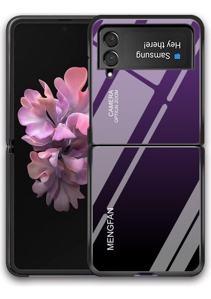 Samsung Galaxy Z Flip 4 Düz Renk Degrade Temperli Cam Koruma Cep Telefonu Kılıfı Kapağı (Yurt Dışından)