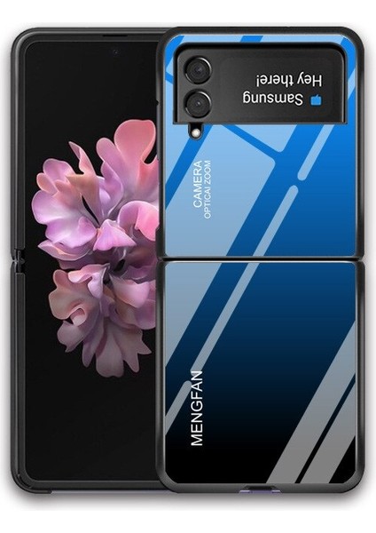 Samsung Galaxy Z Flip 4 Düz Renk Degrade Temperli Cam Koruma Cep Telefonu Kılıfı Kapağı (Yurt Dışından)