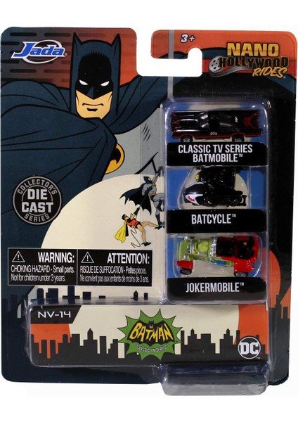 Batman 3'lü Paket B Nano Arabalar, Araç, 4 Cm, 1:65 Ölçekli