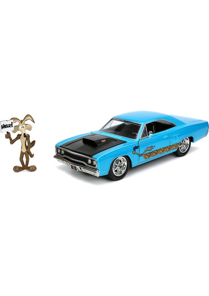 Looney Tunes Road Runner 1970 Plymouth 1:24 Ölçek Araba, Figür 7cm