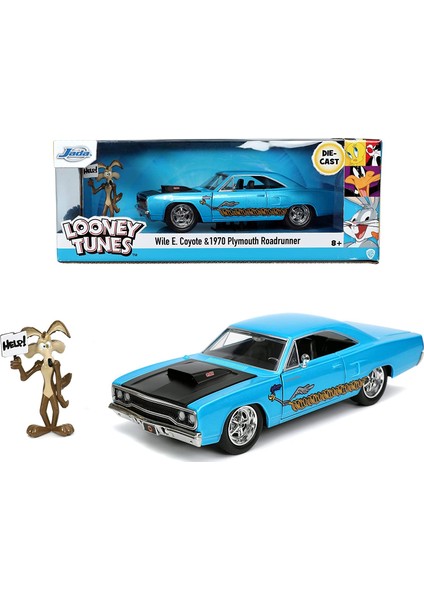 Looney Tunes Road Runner 1970 Plymouth 1:24 Ölçek Araba, Figür 7cm indirimleri