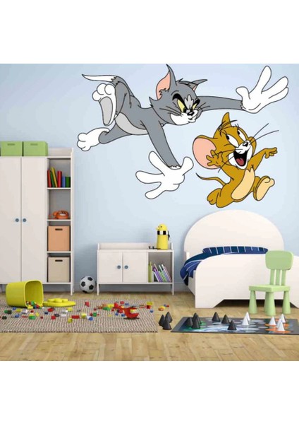 Cosy Home Gift Tom ve Jerry Kedi Fare  Çocuk Odası Duvar Çıkartmaları Sticker Pvc