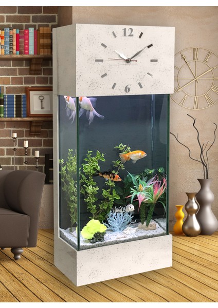 LED Işıklı Saatli Kule Akvaryum Seti