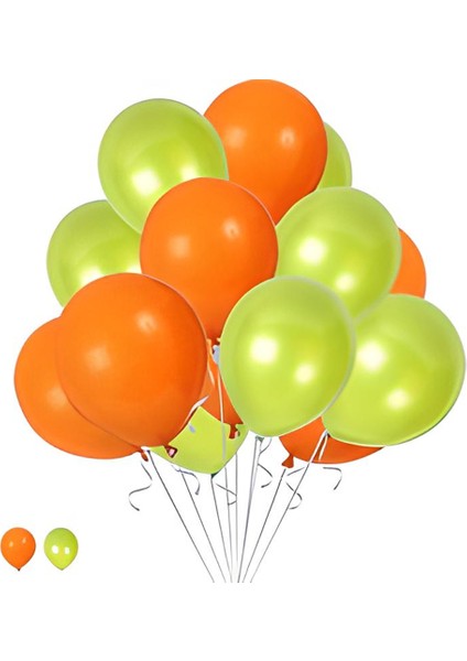 Açık Yeşil Turuncu Metalik Balon 30'lu