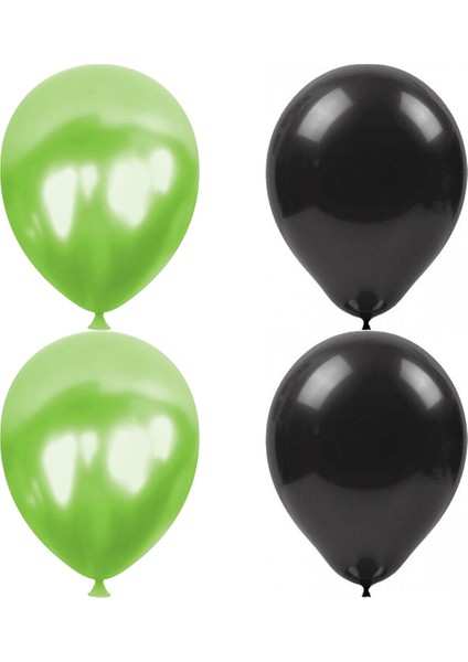 Metalik Açık Yeşil Siyah Balon 50'li