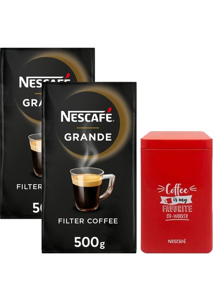 Grande Filtre Kahve 2 x 500 gr + Thin Box Teneke Kutu