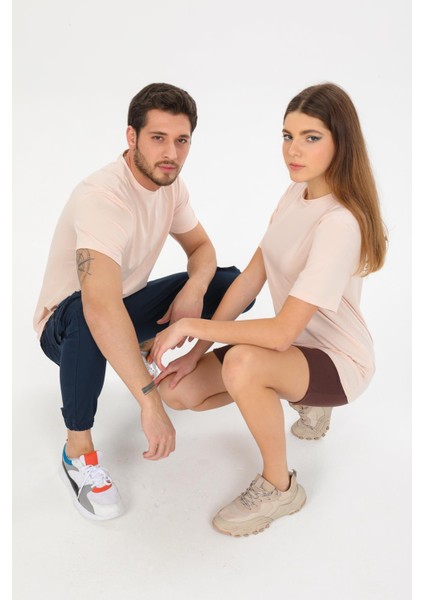 Oversize Fit Pamuklu Kısa Kollu Basic Kadın Erkek Tişört