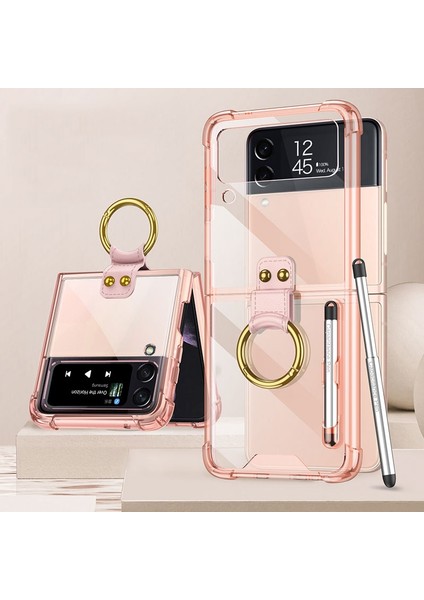 Samsung Galaxy Z Flip 4 İçin Gkk Hava Yastığı Koruyucu Telefon Kılıfı ve Pen - Pink (Yurt Dışından)