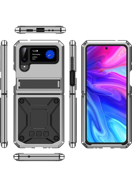 Samsung Galaxy Z Flip 4 Metal Şok Geçirmez Telefon Kılıfı - Gümüş (Yurt Dışından) fiyatları