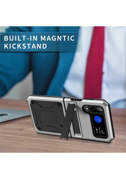 Samsung Galaxy Z Flip 4 Metal Şok Geçirmez Telefon Kılıfı - Gümüş (Yurt Dışından) fırsatları