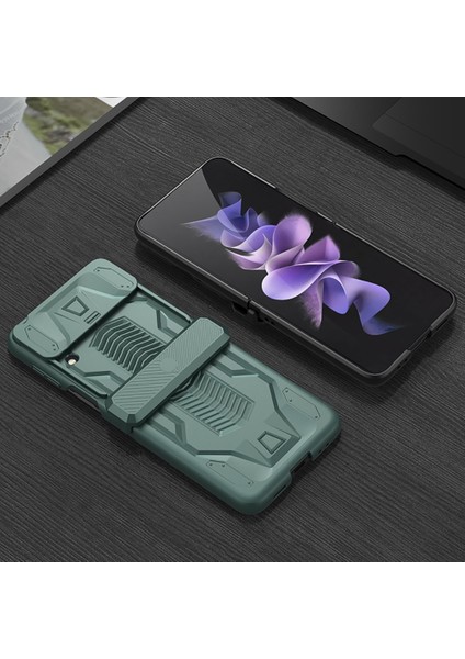 Samsung Galaxy Z Flip 4 İçin Gkk Sürgülü Camshield Kılıfı - Orman Yeşili (Yurt Dışından)