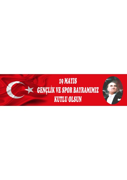 Tellgraf Reklam Hizmetleri 70X300 cm Ölçülerinde 19 Mayıs Pankartı