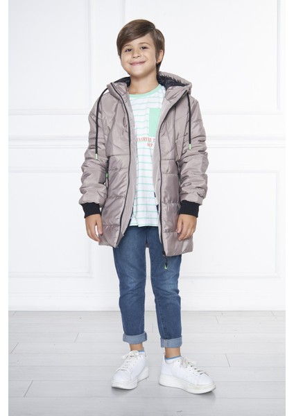 Krem Erkek Çocuk Su ve Rüzgar Geçirmez Içi Kalın Kürklü Yıkanılabilir Mont & Kaban modelleri