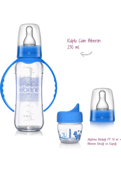 Kulplu Cam Biberon 230 ml ve Mini Pp Biberon & Suluk | Kaliteli Ekonomik Biberon Setleri Bpa Içermez
