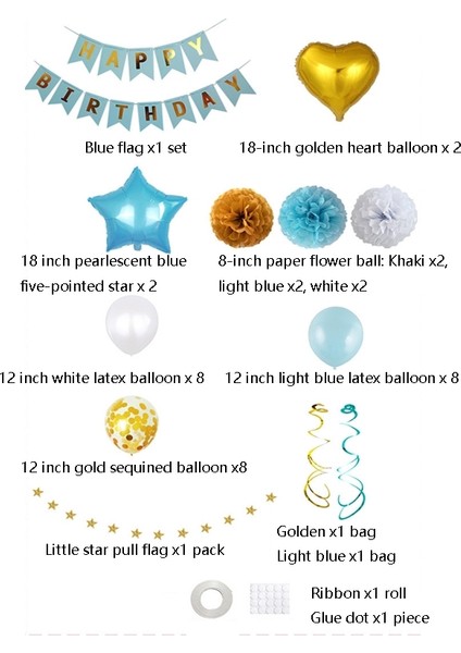 Bebek Doğum Günü Partisi Mekan Düzeni Seti Alüminyum Balon Dekorasyon Seti (Mavi) (Yurt Dışından) fırsatları