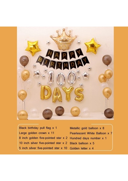 Siyah Altın Doğum Günü Partisi Balon Çekme Bayrağı Seti (Yurt Dışından)