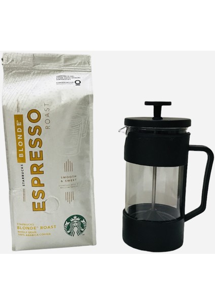 Espresso Blonde French Press Öğütülmüş 250 gr + French Press Demlik 350 ml