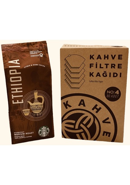 Ethiopia Öğütülmüş Filtre Kahve 250 gr + Filtre Kahve Kağıdı 1x4 80'li