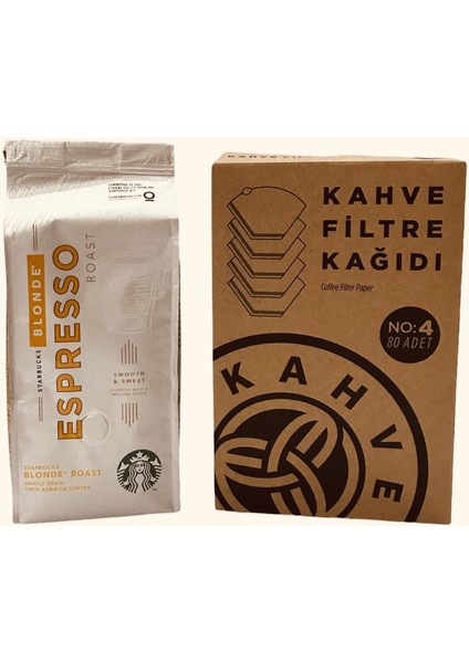 Espresso Blonde Roast Öğütülmüş Filtre Kahve 250 gr + Filtre Kahve Kağıdı 1x4 80'li