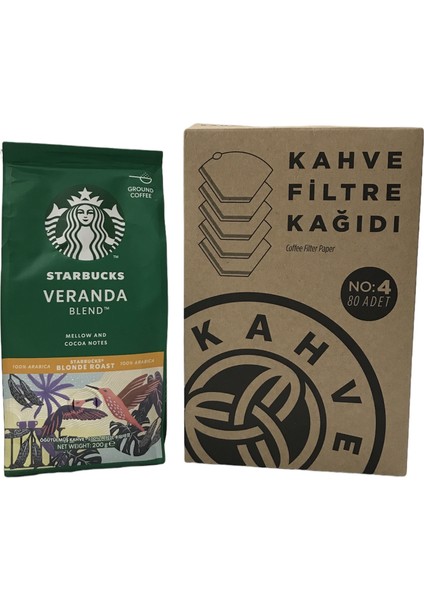 Veranda Origin Öğütülmüş Filtre Kahve 200 gr + Filtre Kahve Kağıdı 1x4 80'li