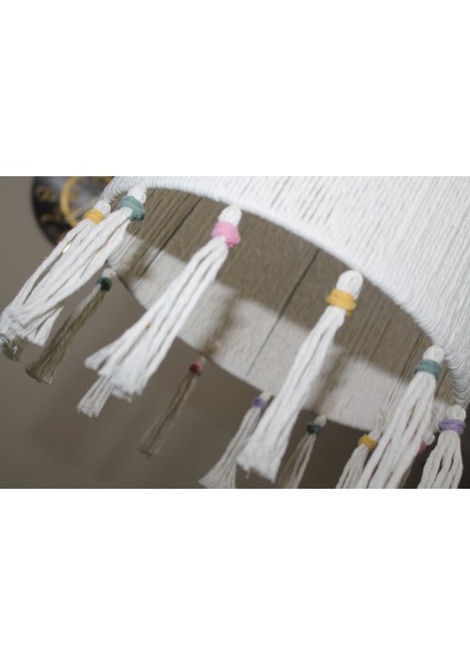 Makrome Avize Çocuk Odası Genç Odası Ekru Renk Püskül Detay modelleri