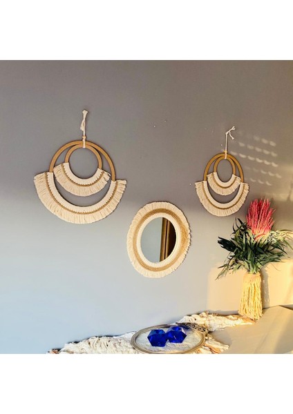 Wall Decoration Art Bohem Makrome Duvar Dekorasyon Ürünü 3’lü Set