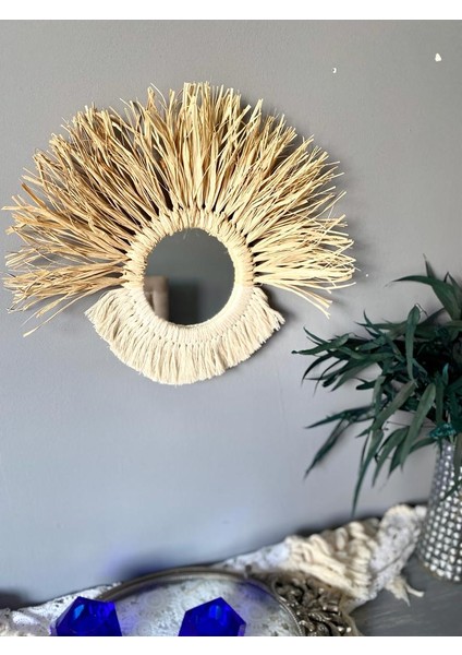 Wall Decoration Art Bohem Makrome ve Rafya Duvar Dekorasyon Ürünü 4’lü Set
