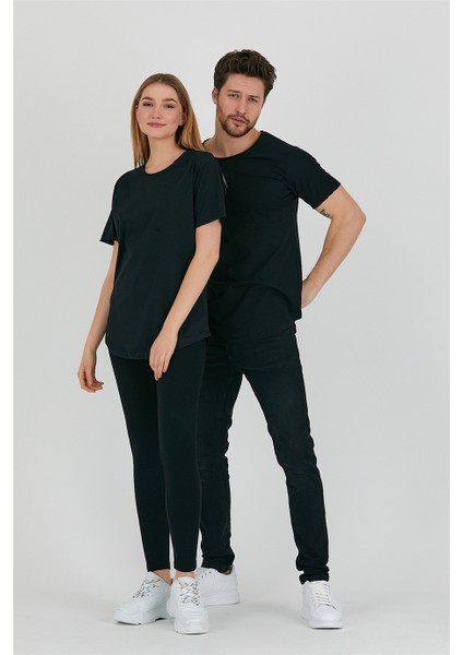 Siyah Unisex Pis Yaka Salaş T-SHIRT-TCPS001R2500S modelleri