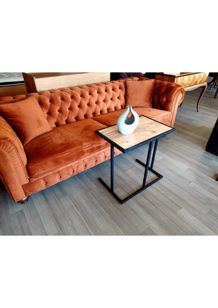Ra Metal Ahşap Kare Yan Sehpa