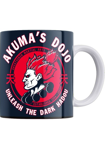 Street Fighter Akuma Çift Taraflı Baskılı Beyaz Porselen Kupa
