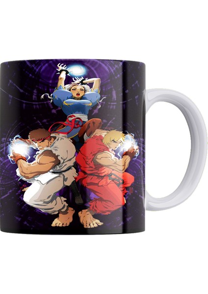 Street Fighter Çift Taraflı Baskılı Beyaz Porselen Kupa