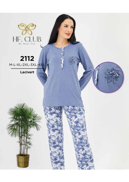 Hf Club 2112 Kadın Önden Düğmeli Uzun Kollu Pijama Takımı