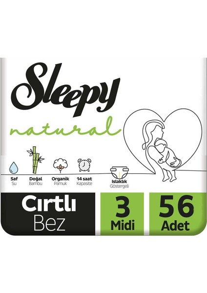 Natural Bebek Bezi Yeni 2’li Jumbo 3 Beden 4-9 kg 56 Adet