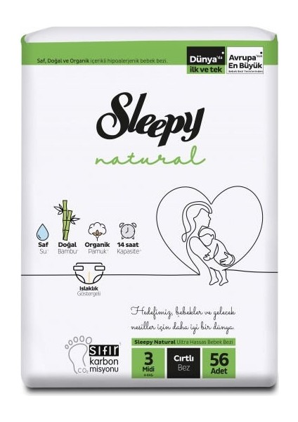 Natural Bebek Bezi Yeni 2’li Jumbo 3 Beden 4-9 kg 56 Adet fiyatları
