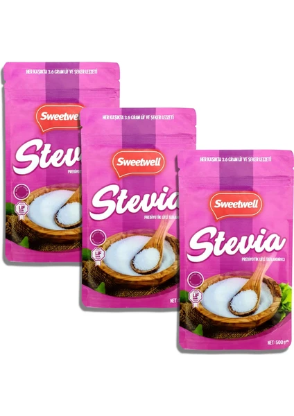 Stevia Prebiyotik Lifli Toz Sofralık Tatlandırıcı 3 x 500 gr