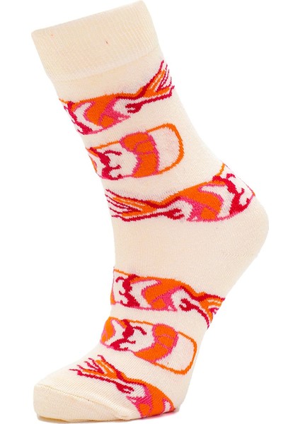 Sushi Nigiri Ahtapot, Karides - Maki Oshinko, Tuna Desenli Renkli Unisex Çorap 4 Çift modelleri
