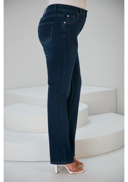 Ispanyol Paça Büyük Beden Lacivert Kot Pantolon fiyatları