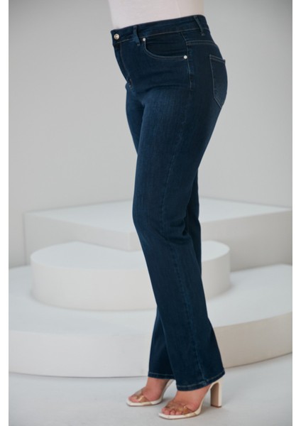 Ispanyol Paça Büyük Beden Lacivert Kot Pantolon modelleri