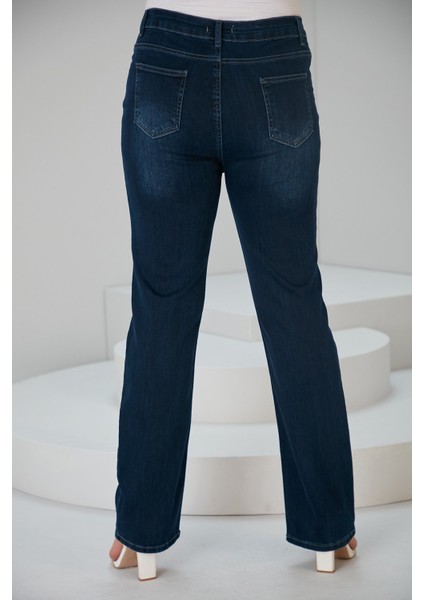 Ispanyol Paça Büyük Beden Lacivert Kot Pantolon fırsatları