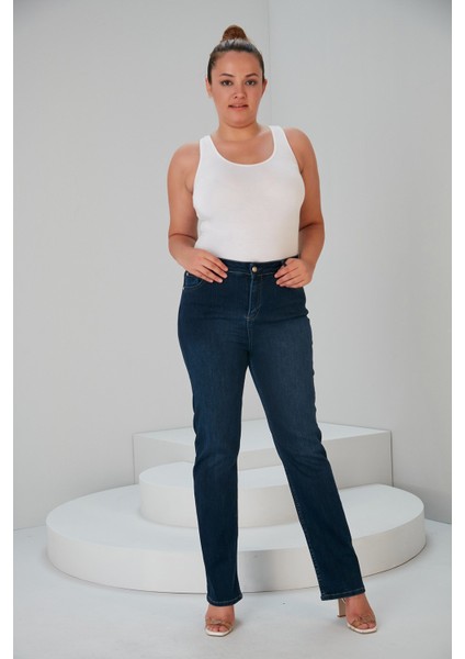 Ispanyol Paça Büyük Beden Lacivert Kot Pantolon indirimleri