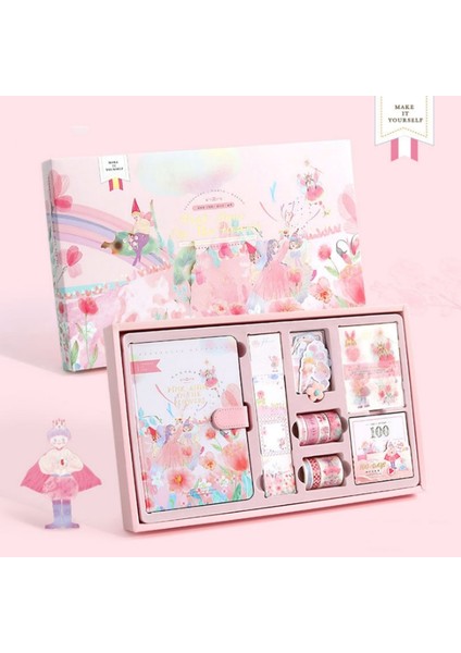 Peri Masalı Yapışkan Bantlı Defter Kırtasiye Seti - Pembe (Yurt Dışından)