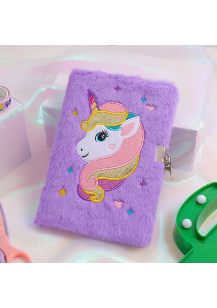 Kilitli Çocuk Unicorn Defter Günlük - Mor (Yurt Dışından)