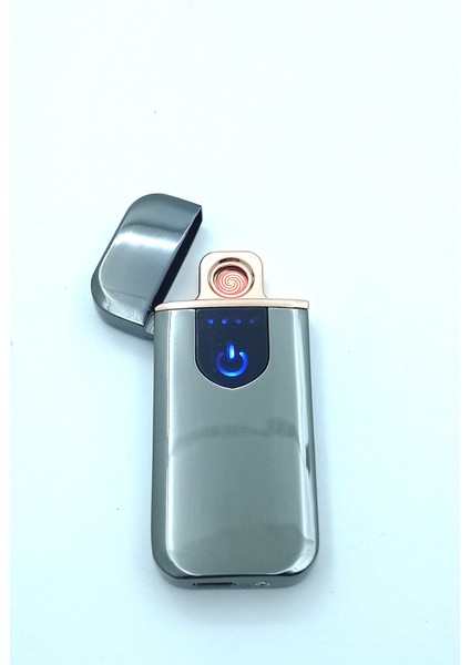 Parmak İzli Dokunmatik USB Şarjlı Anti-Rüzgar Elektronik Çakmak Antrasit