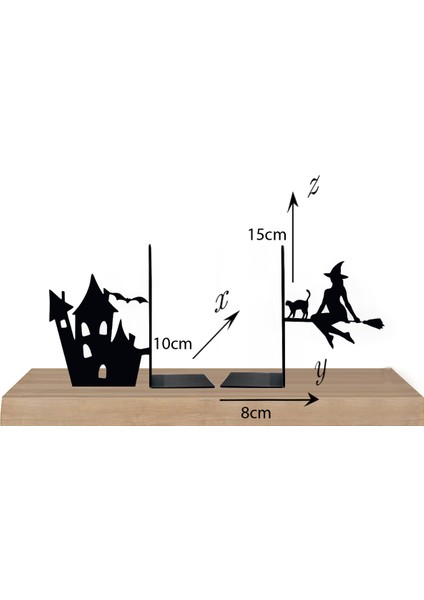 Metal Kitap Tutucu Cadı Figürlü Kitap Desteği, Dekoratif Kitaplık