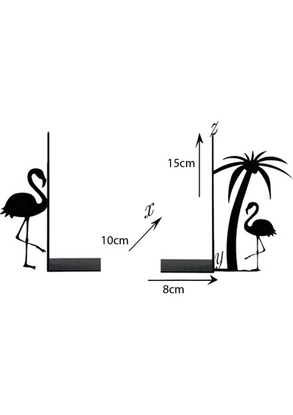 Metal Kitap Tutucu Flamingo Figürlü Kitap Desteği, Dekoratif Kitaplık